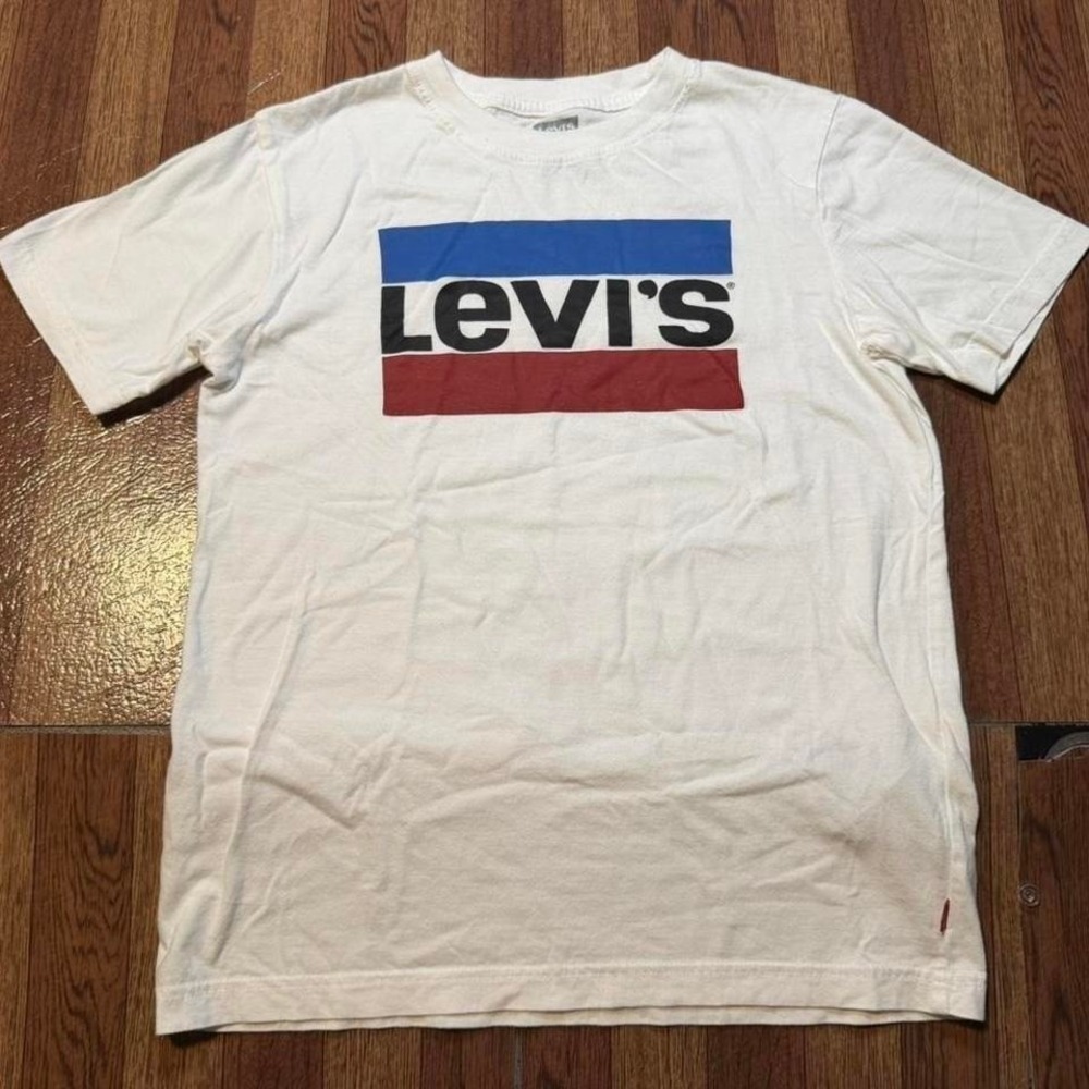 Levi's White Box Graphic Cotton Crew Shirt Youth Large (12)